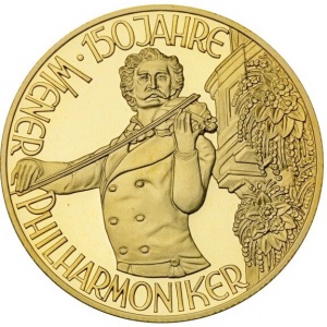 Реверс монеты Австрия, 1000 шиллингов, 1992, 150 лет Венской филармонии - Иоганн Штраус