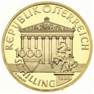 Реверс монеты Австрия, 1000 шиллингов, 1995, 100 лет Олимпийским играм - Зевс
