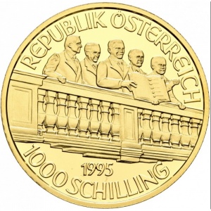 Аверс монеты Австрия, 1000 шиллингов, 1995, 50 лет Второй Республике