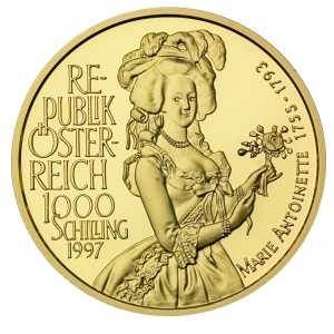 Аверс монеты Австрия, 1000 шиллингов, 1997, Габсбурги - Мария-Антуанетта