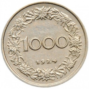 Реверс монеты Австрия, 1000 крон, 1924