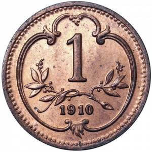 Реверс монеты Австрия, 1 геллер, 1892-1916