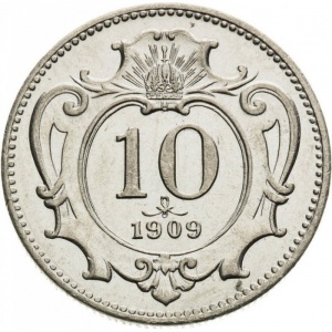 Реверс монеты Австрия, 10 геллеров, 1892-1911