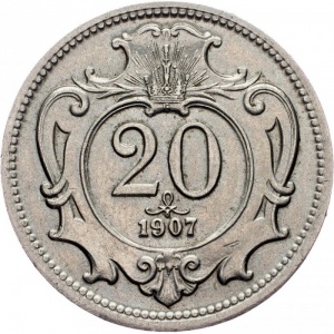 Реверс монеты Австрия, 20 геллеров, 1892-1914