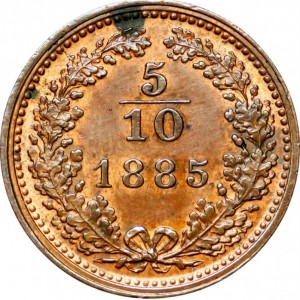 Реверс монеты Австрия, 5/10 крейцера, 1885-1891