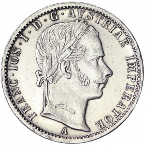Аверс монеты Австрия, ¼ флорина, 1859-1865