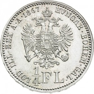 Реверс монеты Австрия, ¼ флорина, 1867-1871