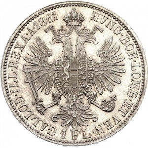 Реверс монеты Австрия, 1 флорин, 1857-1865