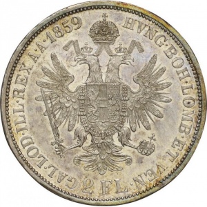Реверс монеты Австрия, 2 флорина, 1859-1865