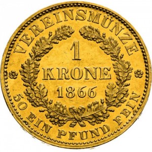 Реверс монеты Австрия, 1 крона, 1866