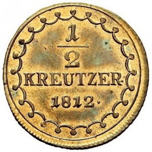 Реверс монеты Австрия, ½ крейцера, 1812