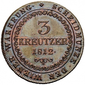 Реверс монеты Австрия, 3 крейцера, 1812