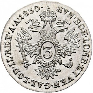 Реверс монеты Австрия, 3 крейцера, 1825-1830