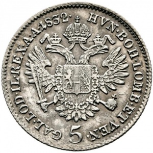 Реверс монеты Австрия, 5 крейцеров, 1832-1835
