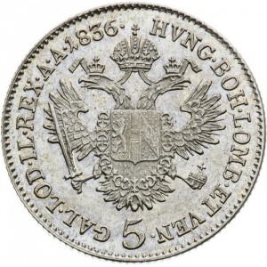 Реверс монеты Австрия, 5 крейцеров, 1835-1836