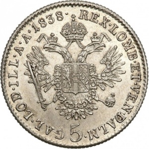 Реверс монеты Австрия, 5 крейцеров, 1837-1848