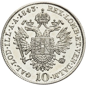 Реверс монеты Австрия, 10 крейцеров, 1837-1848