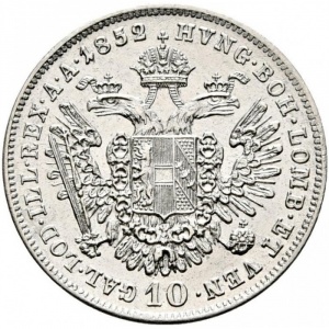 Реверс монеты Австрия, 10 крейцеров, 1852-1855