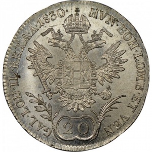 Реверс монеты Австрия, 20 крейцеров, 1829-1830