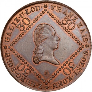 Аверс монеты Австрия, 30 крейцеров, 1807