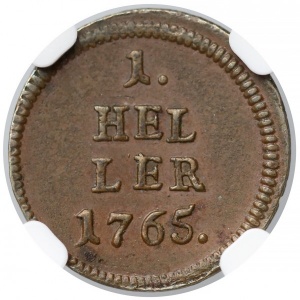 Реверс монеты Австрия, 1 геллер, 1763-1765