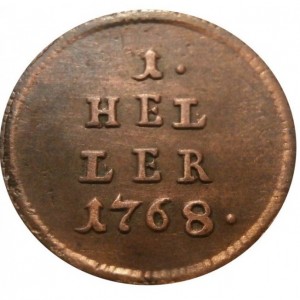Реверс монеты Австрия, 1 геллер, 1768