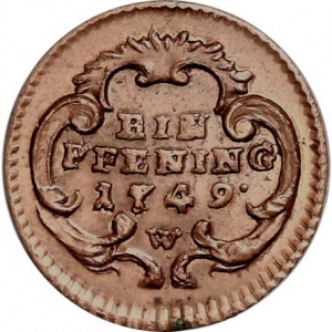 Реверс монеты Австрия, 1 пфенниг, 1748-1750