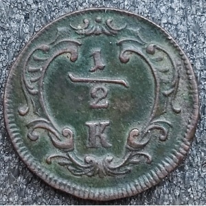Реверс монеты Австрия, ½ крейцера, 1760-1764