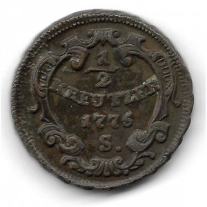 Реверс монеты Австрия, ½ крейцера, 1772-1779
