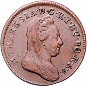 Аверс монеты Австрия, ½ крейцера, 1780