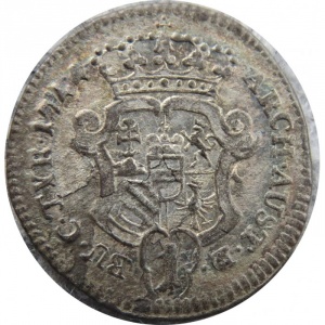 Реверс монеты Австрия, 1 крейцер, 1742-1745, 5 гербов на реверсе