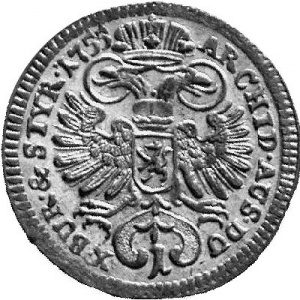 Реверс монеты Австрия, 1 крейцер, 1755