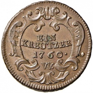 Реверс монеты Австрия, 1 крейцер, 1760-1765