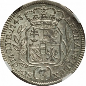 Реверс монеты Австрия, 3 крейцера, 1742-1745