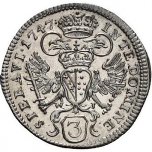 Реверс монеты Австрия, 3 крейцера, 1747-1750
