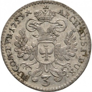 Реверс монеты Австрия, 3 крейцера, 1748-1765, Мария Терезия - Орел с гербом Тироля