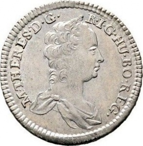 Аверс монеты Австрия, 3 крейцера, 1751-1765, Мария Терезия - Орел с гербом Австрии