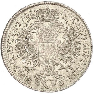 Реверс монеты Австрия, 15 крейцеров, 1747-1750