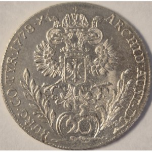 Реверс монеты Австрия, 20 крейцеров, 1768-1780, Мария Терезия - Орел со щитом Тироля
