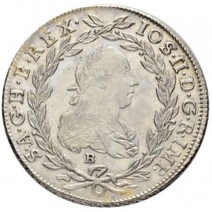 Аверс монеты Австрия, 20 крейцеров, 1780-1790, Иосиф II - Открытый венок над головой