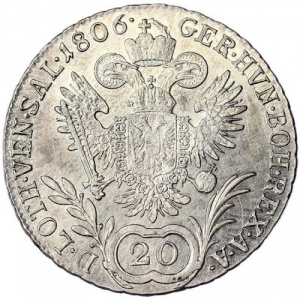 Реверс монеты Австрия, 20 крейцеров, 1804-1806