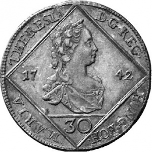 Аверс монеты Австрия, 30 крейцеров, 1742-1745
