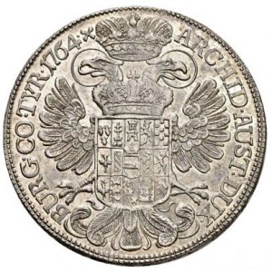 Реверс монеты Австрия, ½ талера, 1758-1765, Мария Терезия - герб Австрии в центре
