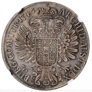 Реверс монеты Австрия, 1 талер, 1746-1753, Мария Терезия - орел с гербом Австрии в центре