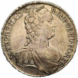 Аверс монеты Австрия, 1 талер, 1754-1765, Мария Терезия - орел с гербом Австрии в центре