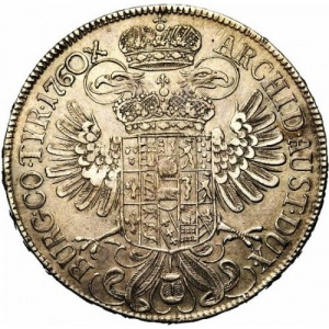 Реверс монеты Австрия, 1 талер, 1754-1765, Мария Терезия - орел с гербом Австрии в центре