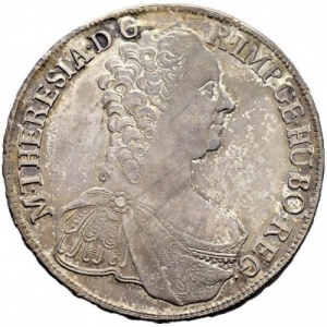 Аверс монеты Австрия, 1 талер, 1758-1765, Мария Терезия - Святая Анна и герб Австрии на реверсе