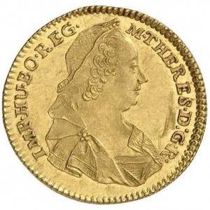 Аверс монеты Австрия, 1 дукат, 1768-1769, Мария Терезия - орел с гербом Штирии
