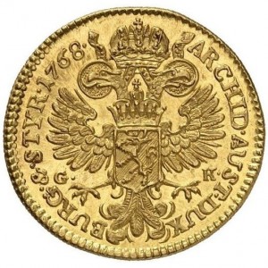 Реверс монеты Австрия, 1 дукат, 1768-1769, Мария Терезия - орел с гербом Штирии
