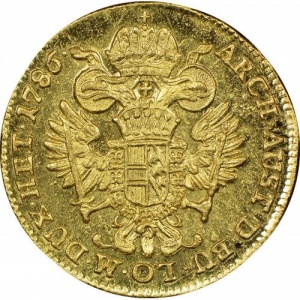 Реверс монеты Австрия, 1 дукат, 1781-1786, Надпись: ARCH·AUST·D·BU·LO·M·DUX·HET